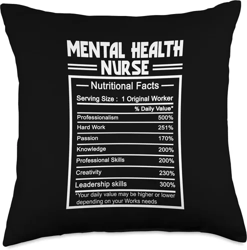 Miniatura 4 de Awesome Mental Health Nurse Profession Design Funny Job Title Worker Nutrition Facts Mental Health Nurse Throw Pillow, 16x16, Multicolor