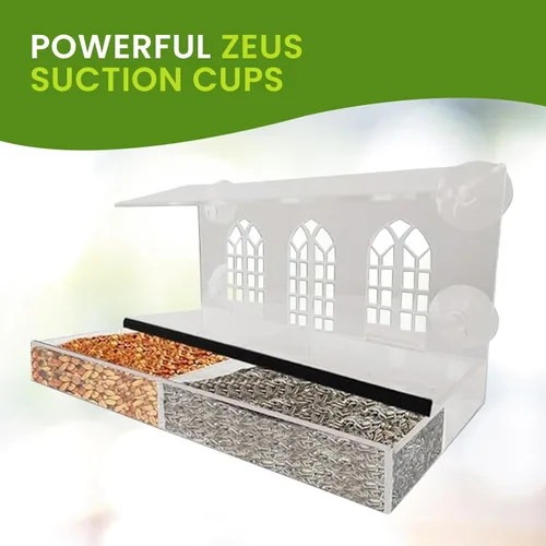 Miniatura 8 de Nature Gear Comedero acrílico transparente para pájaros para ver ventanas, resistente a la intemperie y fácil de limpiar con bandeja deslizante