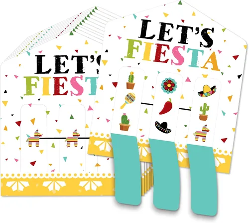 Big Dot of Happiness Let's Fiesta - Juego de 12 tarjetas de pepinillo para fiesta mexicana, pestañas 3 en una fila