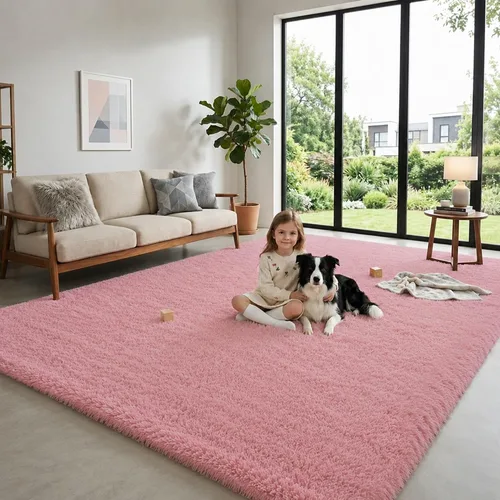 Miniatura 48 de Alfombra mullida de 5 x 8 pies, apta para mascotas, de fácil cuidado, ultra suave, con respaldo antideslizante, moderna alfombra de felpa mullida
