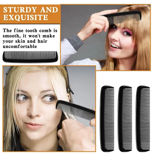 Miniatura 3 de Yaomiao 500 peines de bolsillo negros a granel de 5 pulgadas de plástico para cabello y viaje de dientes finos para mujeres y hombres