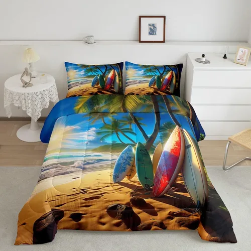 Miniatura 11 de Erosebridal Blue Ocean - Juego de edredón tamaño individual Juego de ropa de cama de ballena delfín y tortuga marina para niños y niñas, juego