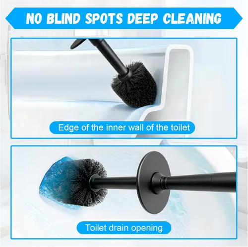 Miniatura 2 de AONEZ Plastic Toilet Brush, Toilet Brush and Holder Set with Long Handle, Covered Holder and Hard Bristles, Toilet Cleaner Brush for Bathroom and
