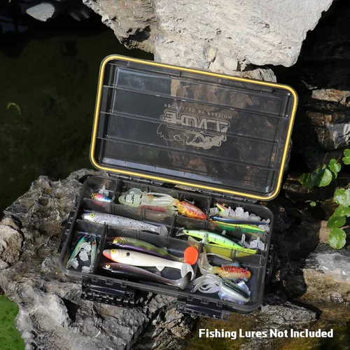 Miniatura 8 de RUNCL Caja de aparejos de pesca, impermeable, hermética, caja de aparejos de bandeja 3600/3700 con separadores ajustables, protección solar, marco 2