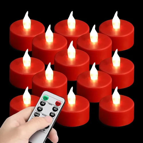Velas de té LED sin llama con control remoto, parpadeantes, de larga duración, funciona con pilas con temporizador para decoración del hogar en