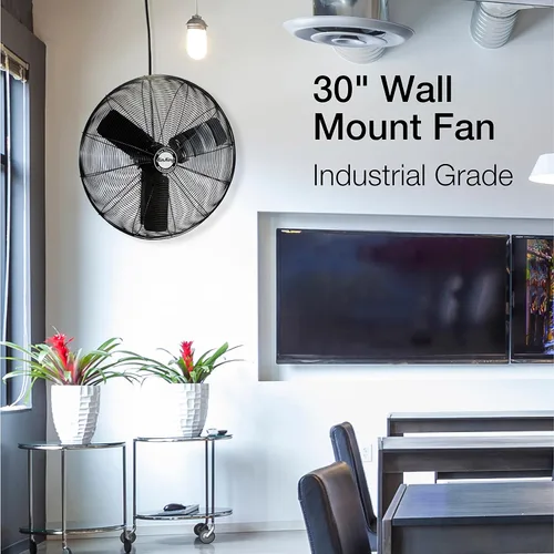 Miniatura 2 de Air King 9030 Ventilador de montaje en pared de grado industrial de 30 pulgadas y 1/4 caballos de fuerza con 7,400 CFM, acabado negro