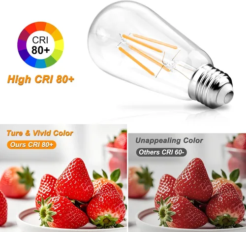 Miniatura 7 de Ascher – Bombillas LED Edison vintage, 6 W, equivalentes a 60 W de bombillas incandescentes, no regulables, luz blanca cálida 2700K, bombillas