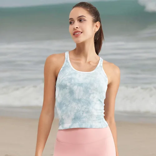 Miniatura 97 de sphinx cat - Camiseta corta de entrenamiento para mujer, camiseta sin mangas, acanalada, con espalda cruzada y brasier integrado
