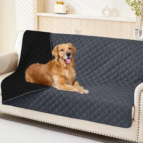 Miniatura 91 de Smiry Funda impermeable para cama de mascota, suave y lavable, para muebles, cama, sofá, reversible, a cuadros (30 x 53 pulgadas, color beige/beige)