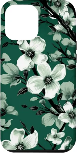 Miniatura 25 de White Dogwood Flower Pattern Green Black & White Case for iPhone 17