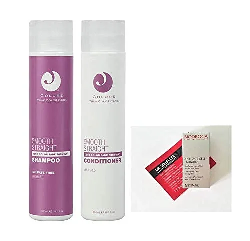 Colure True Color Care SMOOTH STRAIGHT Shampoo & Conditioner DUO 10.1 oz cada uno + 2 muestras gratis. Los productos son veganos, libres de