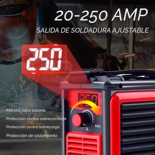 Miniatura 3 de Máquina de Soldadura, Máquina Soldadora MMA-250A 110V Mejorada, Soldadora de Electrodo Portátil IGBT con Pantalla Digital LCD, Soldadora de Arco