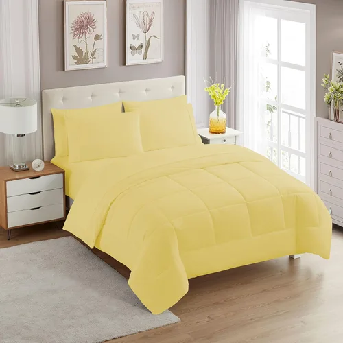 Miniatura 2 de Sweet Home Collection Juego de edredón de 7 piezas de color sólido para todas las estaciones, manta alternativa de plumón suave y lujosas sábanas