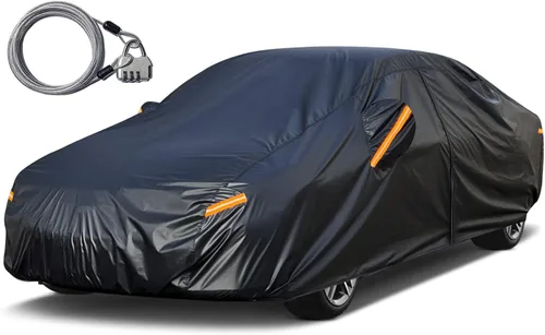 Kayme Funda impermeable para automóvil sedán, para todo tipo de clima, con cerradura y cremallera, protección contra la lluvia solar UV al aire