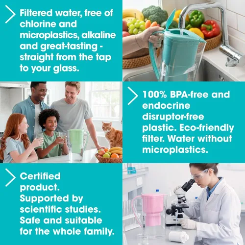 Miniatura 3 de Alkanatur Jarra de filtro de agua de hidrógeno alcalino, elimina fluoruro, cloro, microplásticos, PFA, carbón de coco activado con plomo + zeolita