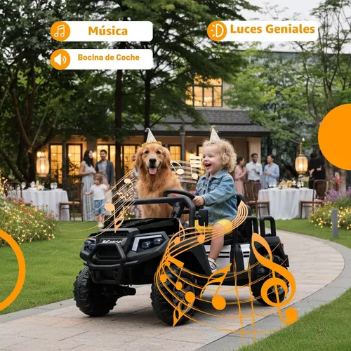 Miniatura 7 de Coche eléctrico para niños, juguetes de 24 V y 4 plazas con control remoto para padres, suspensión de 4 ruedas, capacidad máxima de peso de 220 Negro