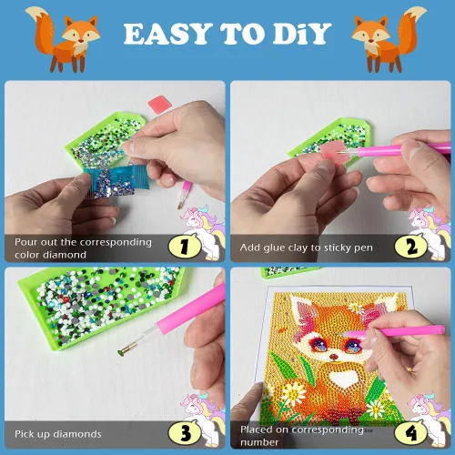 Miniatura 5 de Kits de Arte de Diamante Labeol para Niños, Manualidades para Niñas de 6-8-10-12 años, Arte de Diamante Fácil para Hacerlo Tú Mismo, Adhesivos