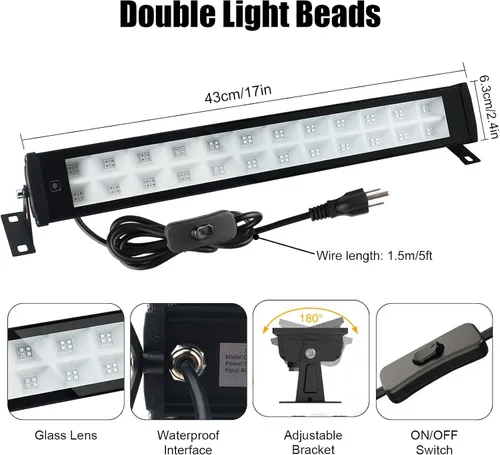 Miniatura 2 de Barras de luz negras de 50 W, impermeables, portátiles, 395-405 nm, luces negras LED UV con enchufe+interruptor de encendido/apagado+cable de 5 pies