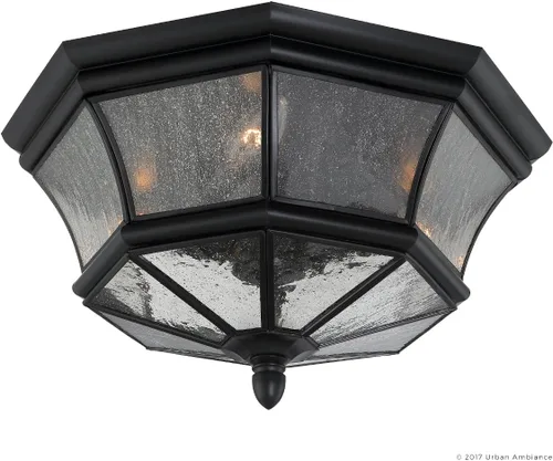 Miniatura 7 de Urban Ambiance Lámpara de techo colonial de lujo para exteriores, tamaño mediano: 8 pulgadas de alto x 15.25 pulgadas de ancho, con elementos