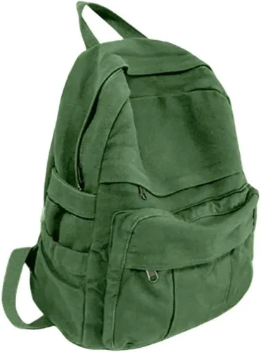 Miniatura 14 de Mochila de lona para mujer, mochila estética retro, mochila básica para estudiantes de secundaria/universidad, bolsa de viaje para laptop, Negro