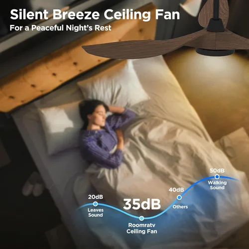 Miniatura 6 de Ventiladores de techo con luces y control remoto, grandes de 52 pulgadas, para interiores, motor de CC silencioso y aspas de ventilador de ABS, 3