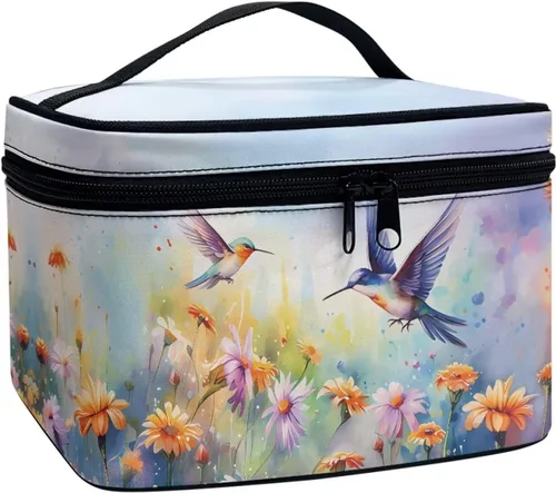 Miniatura 35 de 60S Groovy Hippie Flower Pink Pattern Travel Makeup Bags for Women Portable Tote Cosmetic Case with Carry Handle Toiletry Accessories Storage