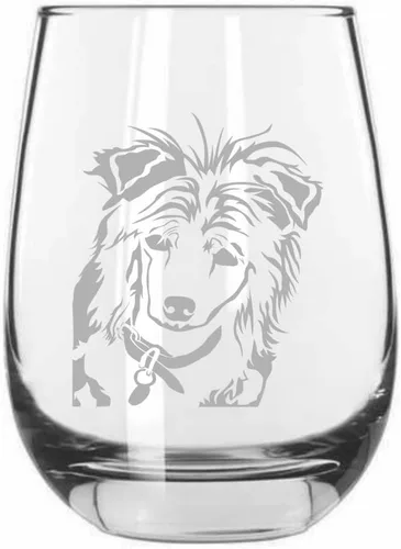Miniatura 215 de Sakhalin Husky Dog - Copa de vino grabada personalizada de 15.25 onzas sin tallo
