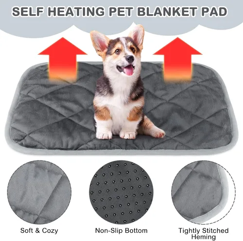 Miniatura 11 de Paquete de 4 Almohadillas Autocalentables para Gatos, Alfombrilla Autocalentable para Perros que Refleja el Calor Corporal, Almohadilla Térmica