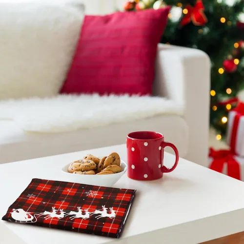 Miniatura 5 de Bencailor 6 toallas de cocina navideñas de 15.75 x 23.62 pulgadas, toallas de mano para platos de Navidad, paños de té de granja para decoración