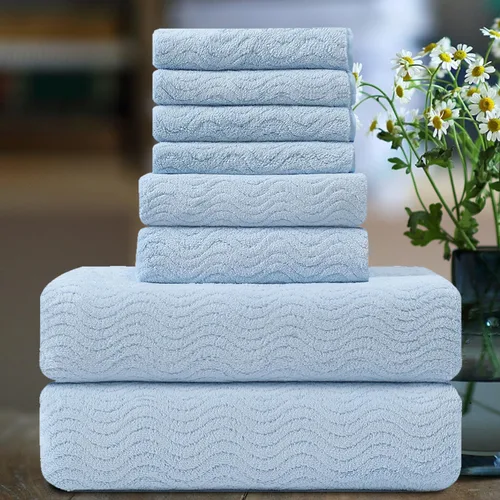 Miniatura 30 de Smuge Juego de toallas de baño texturizadas ultrasuaves de 8 piezas para baño, ducha, piscina, cocina, secado rápido, ligeras y altamente