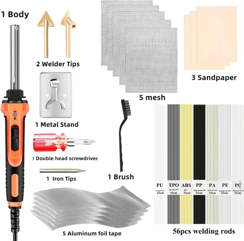 Miniatura 2 de Soldador de plástico – Kit de soldadura de plástico de 100 W pistola de soldadura con 56 varillas de soldadura, herramienta profesional de Rojo