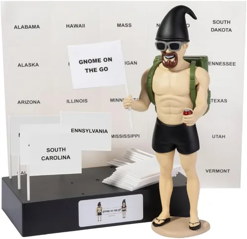 Miniatura 8 de Gnomo de viaje macho adulto Mini figura de gnomos con soporte AirTag integrado Compañero de viaje de aventura para viajes por carretera
