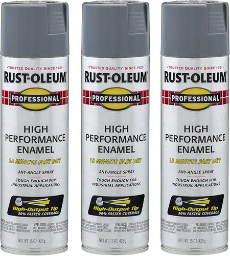 Rust-Oleum 7587838-3PK - Pintura en aerosol esmaltada profesional de alto rendimiento, 15 onzas, gris maquina oscuro brillante, paquete de 3 Brillo