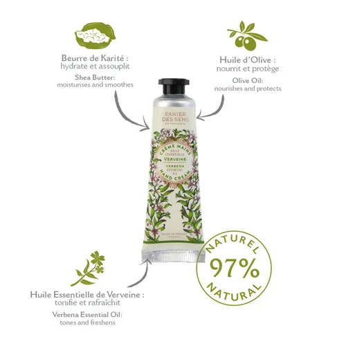 Miniatura 5 de Panier des Sens - Set Mini de Crema para Manos - Cumpleaños, Regalos para Mujeres - Crema Natural para Manos de Rosa, Lavanda, Verbena - Ideas