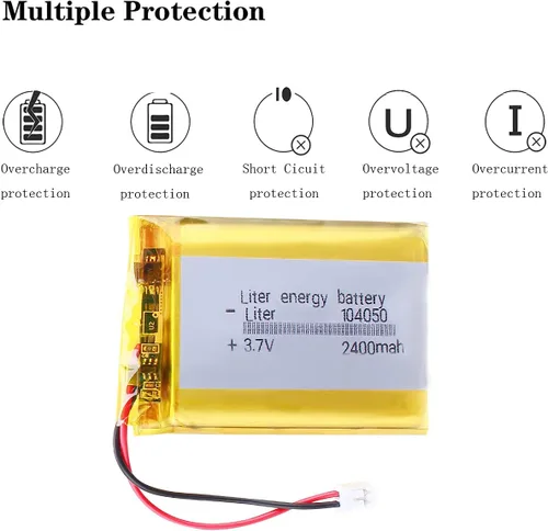 Miniatura 4 de Liter 3.7V 2400mAh 104050 Lipo Batería recargable de iones de polímero de litio con conector JST 0.079 in