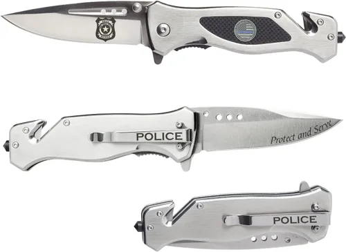 Miniatura 10 de Cuchillo táctico plegable Firefighter Black Stealth Elite - Cuchillo de bombero de rescate - Regalo para personal de primera respuesta - Pequeña