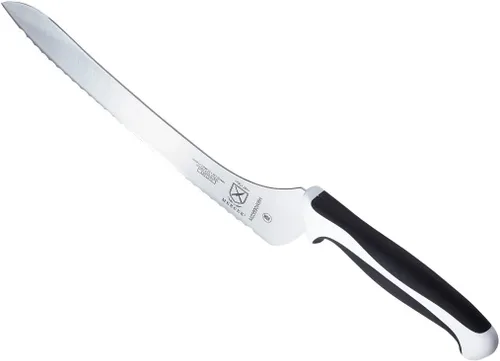 Miniatura 3 de Mercer Culinary Millennia Color Handle Cutlery - Cuchillo de pan compensado de 9 pulgadas (borde ondulado), color blanco
