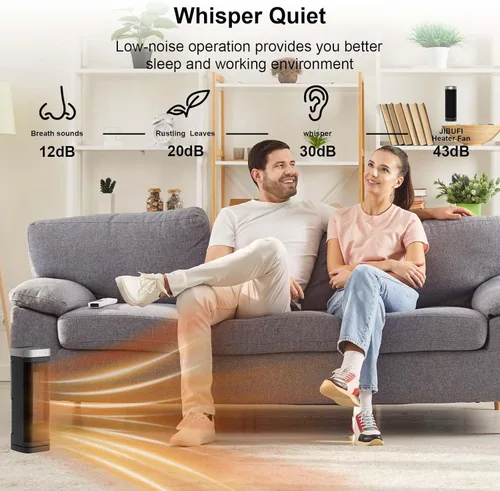 Miniatura 2 de Calentador de cerámica – Calentador de espacio portátil para interiores con control remoto, temporizador de 1 a 12 horas, 3 modos de calefacción