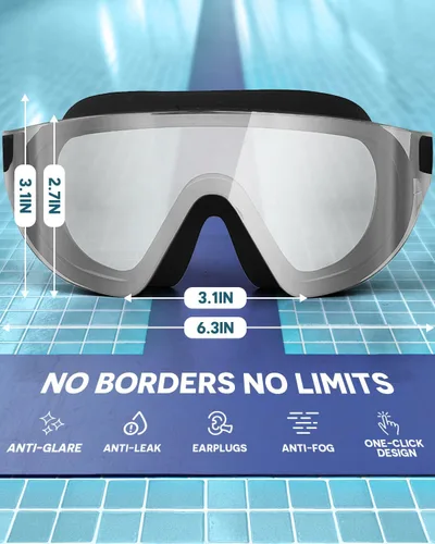 Miniatura 4 de Zoomsnail Swim Goggles 2 Pack, Rimless Wide View Swimming Goggles for Adult, Anti-Fog UV Leaking Pool Goggles for Men Women azul y Silver
