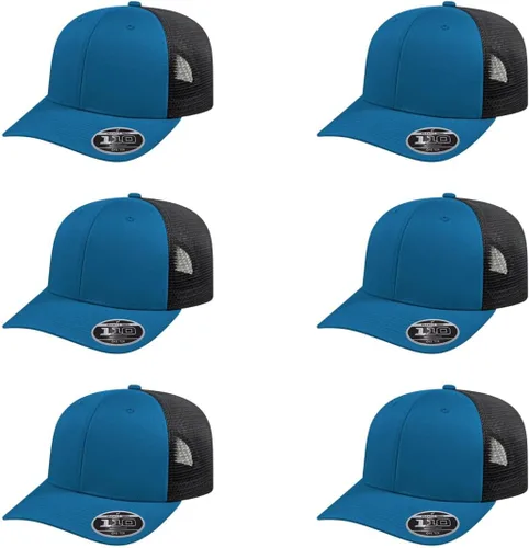 Miniatura 100 de Cap America i8502 Flexfit 110 Premium - Gorra de camionero de perfil medio con 6 paneles de malla trasera con protección UV y cierre ajustable Azul