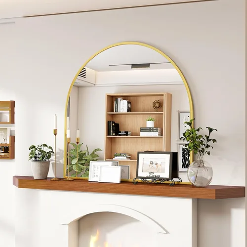 Miniatura 10 de VooBang Arched Wall Mirror, 26 x 28 inch Arch Bathroom Mirror, Wall Mounted Vanity Mirror with Arch Metal Frame, Modern Bathroom Vanity Mirror for