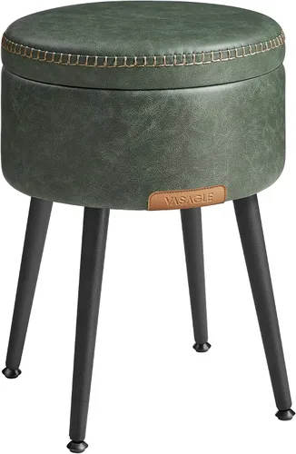 Miniatura 9 de VASAGLE Colección EKHO – Otomana de almacenamiento, taburete para silla de tocador, cuero sintético con costuras, moderno de mediados de siglo