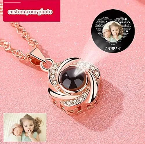 Miniatura 3 de a266XDKSJK Collar con foto personalizado con texto en inglés "I Love You" en 100 idiomas, personaliza el nombre de tu amante en el collar