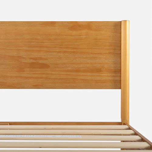 Miniatura 5 de Zinus Allen Marco de cama de plataforma de madera de mediados de siglo, base de madera maciza, soporte de listones de madera, no necesita somier