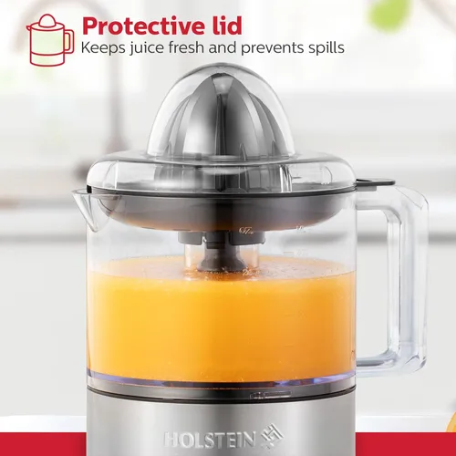 Miniatura 4 de Holstein Housewares Exprimidor eléctrico de cítricos de 27 onzas, negro/acero inoxidable, ideal para zumos de naranja, limón y pomelo recién