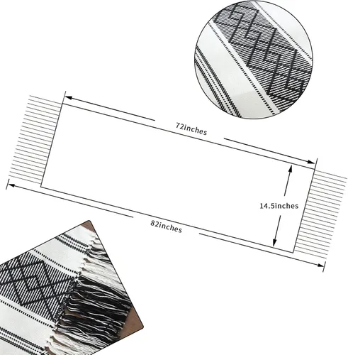 Miniatura 2 de Caminos de mesa tejidos estilo granja, caminos de mesa bohemios de 72 pulgadas de largo con borlas, elegantes caminos de mesa lavables para comedor