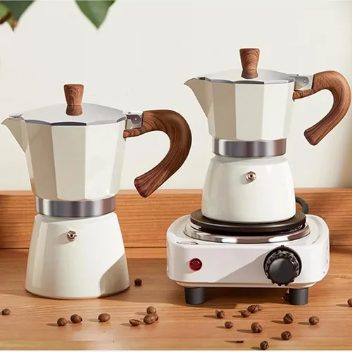 Miniatura 4 de Moka - Cafetera para estufa de café expreso con mango de madera y válvula de seguridad individual, cafetera para estufas de gas, eléctricas