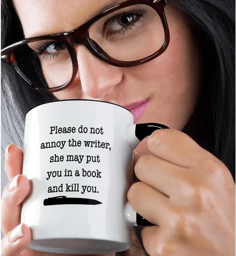 Miniatura 2 de 3dRose Taza "Please Do Not Annoy The Writer Black", 11 onzas, color negro