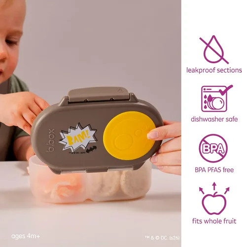 Miniatura 3 de b.box Batman Snack Box - Recipientes a prueba de fugas de 2 compartimentos para niños, mini caja Bento para niños y niños pequeños, contenedores