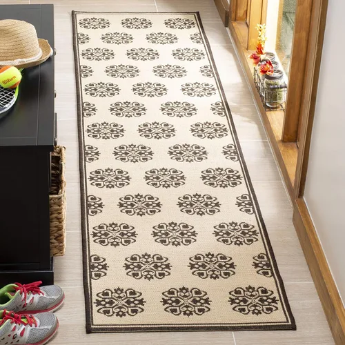 Miniatura 11 de SAFAVIEH Alfombra lavable al aire libre Linden Collection – 6'7" cuadrada, crema y beige, no desprende pelusa y fácil de limpiar, ideal para patio